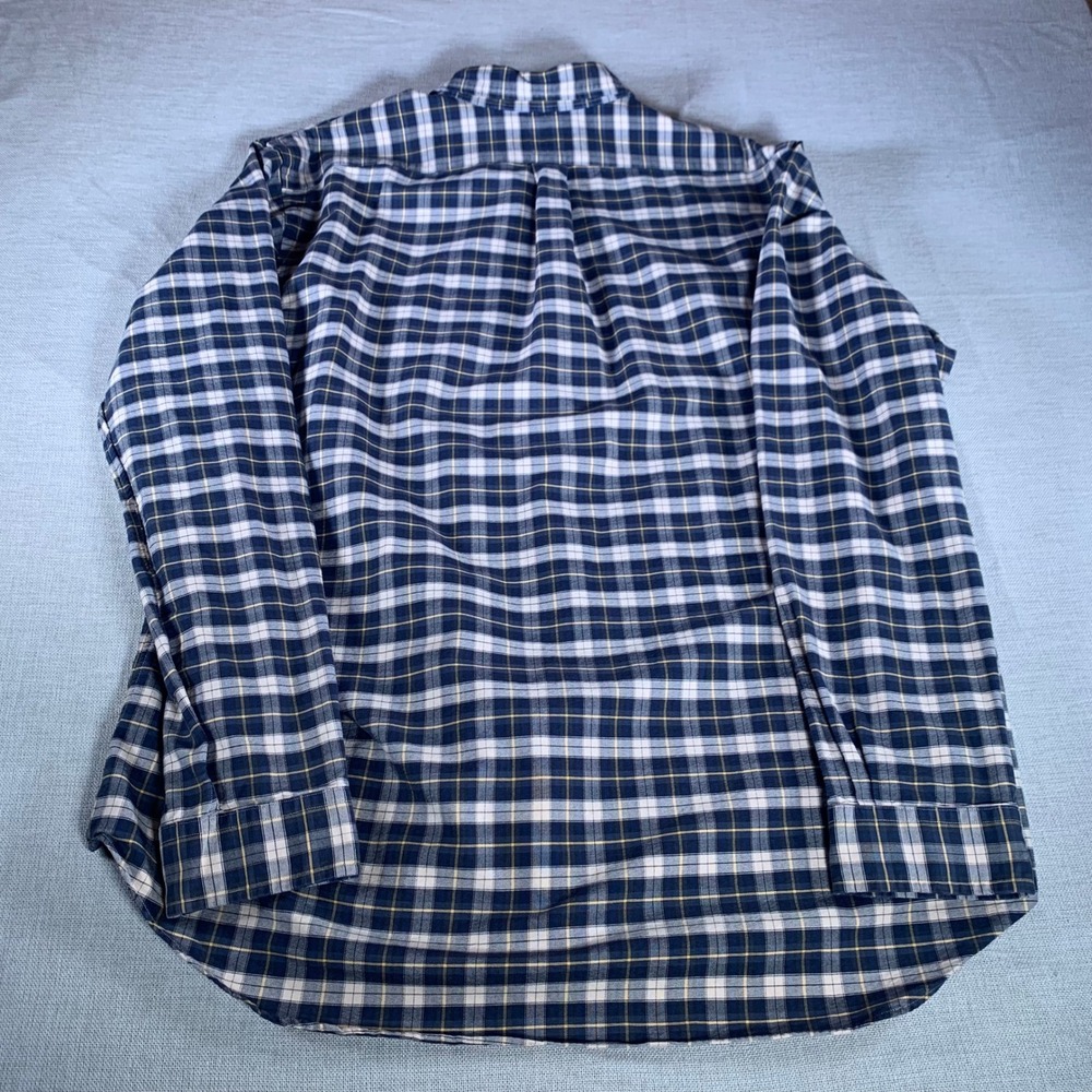 Ralph Lauren Mens XXL Plaid Button Down Shirt Navy Blue White Yellow Cotton - Picture 3 of 10